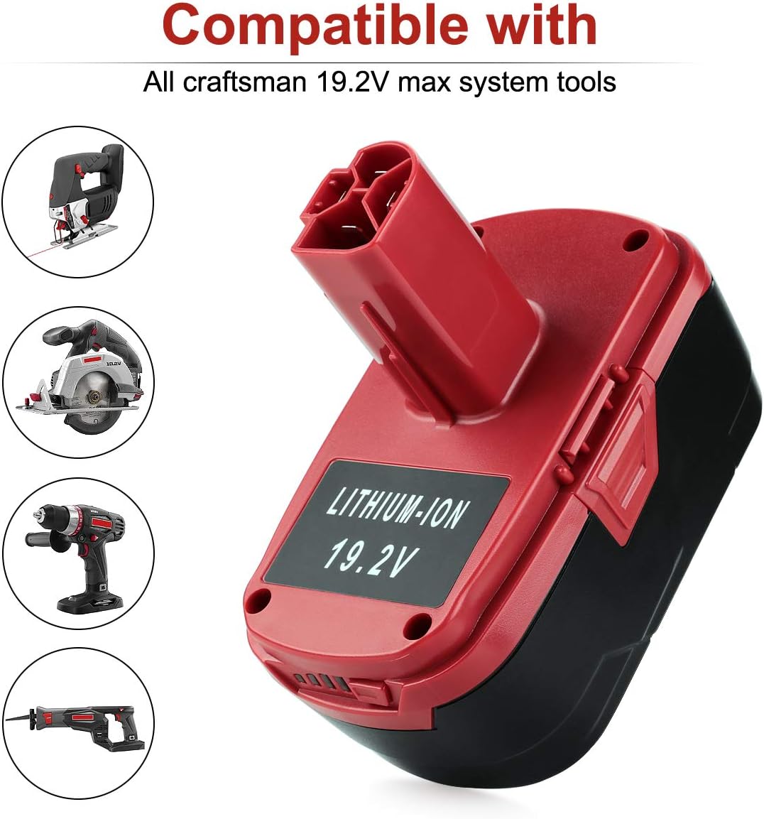 2 Pack 6000mAh Replacement for Craftsman 19.2 Volt Battery C3 XCP Lithium Battery B983