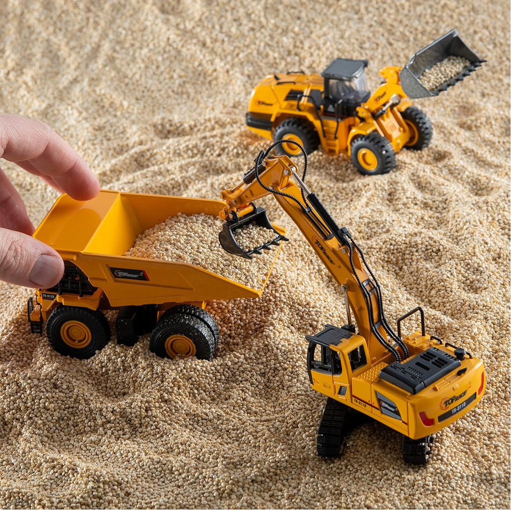 Metal Diecast Construction Toys Set of 3, Loader, Excavator, Dump Truck Models 1:60 Scale U675