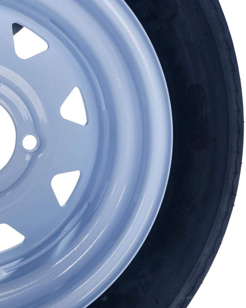 Set of 2 12" Trailer Tires Rims 5.30-12 4 Lug White Spoke Wheel X20676