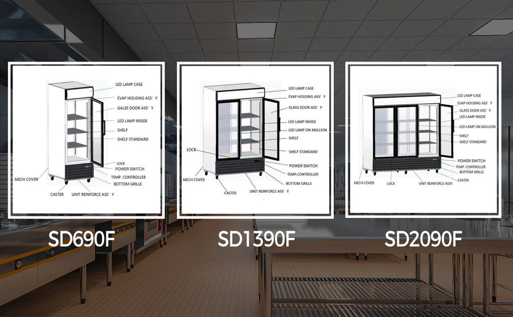 Commercial Reach-In Display Freezer Glass Door LED Top 19.3 Cu.ft E720