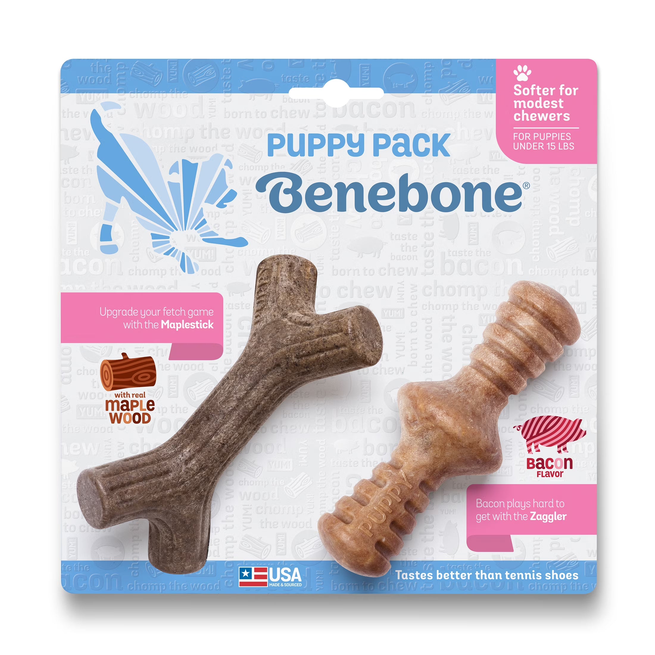 Tiny Bacon Durable Dog Chew Toy, 2-Pack H412