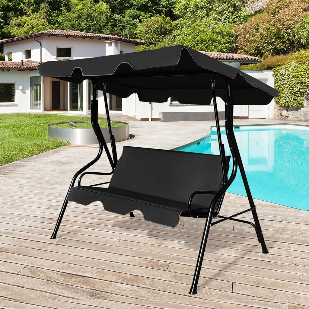 Black 3-Person Patio Swing with Canopy B305180