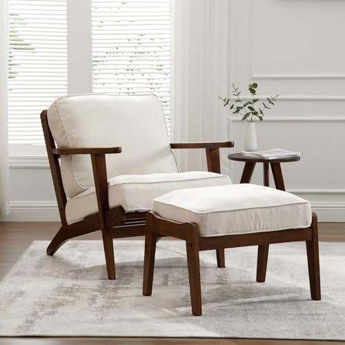 Beige Linen Fabric Accent Chair with Arm D24685