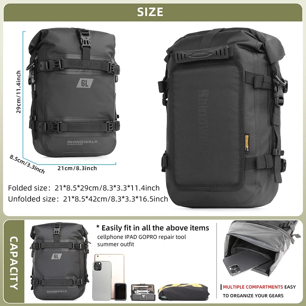 Waterproof 6L Motorcycle Crash Bar Bag U478363
