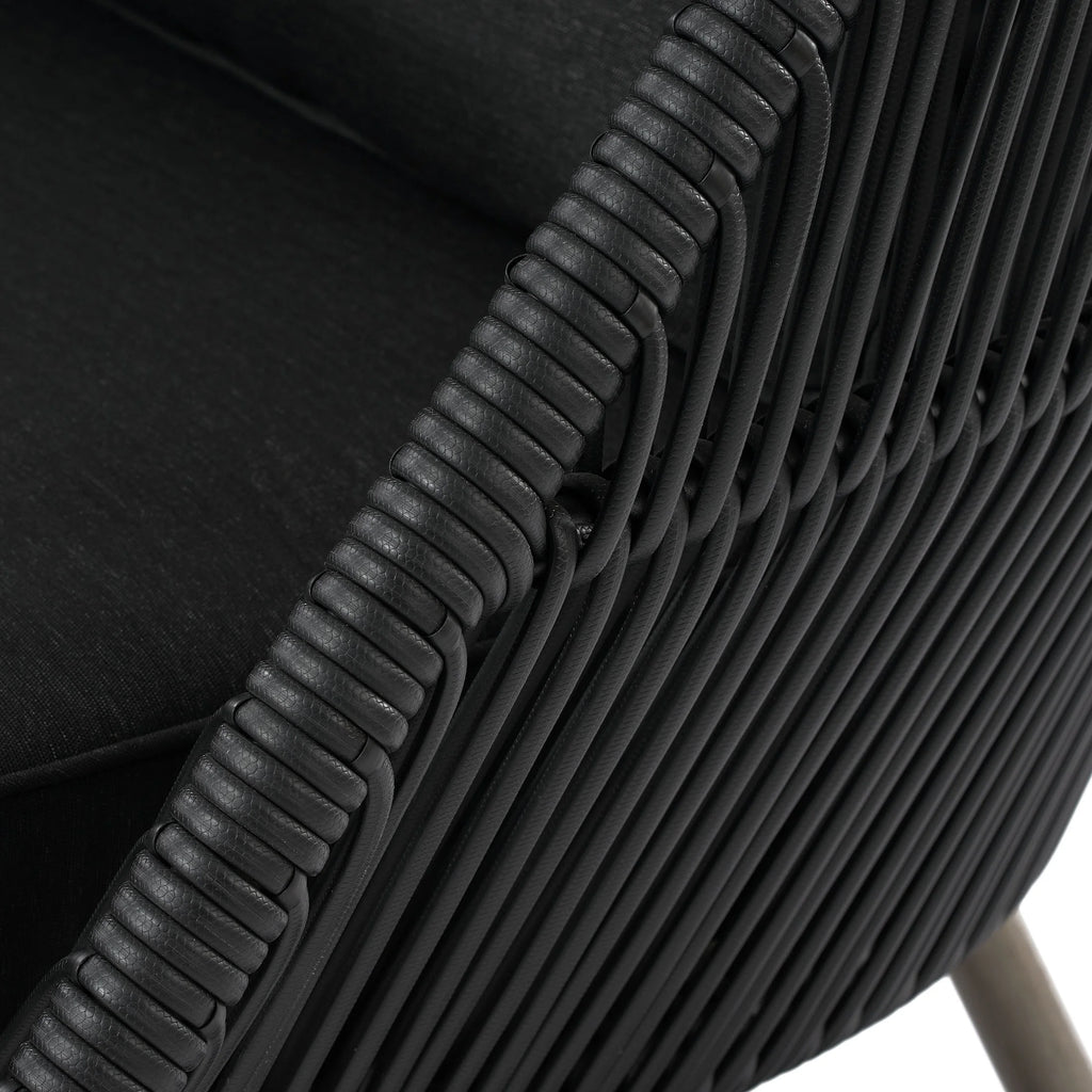 Black Wicker Outdoor Accent Chair with Cushions H41104