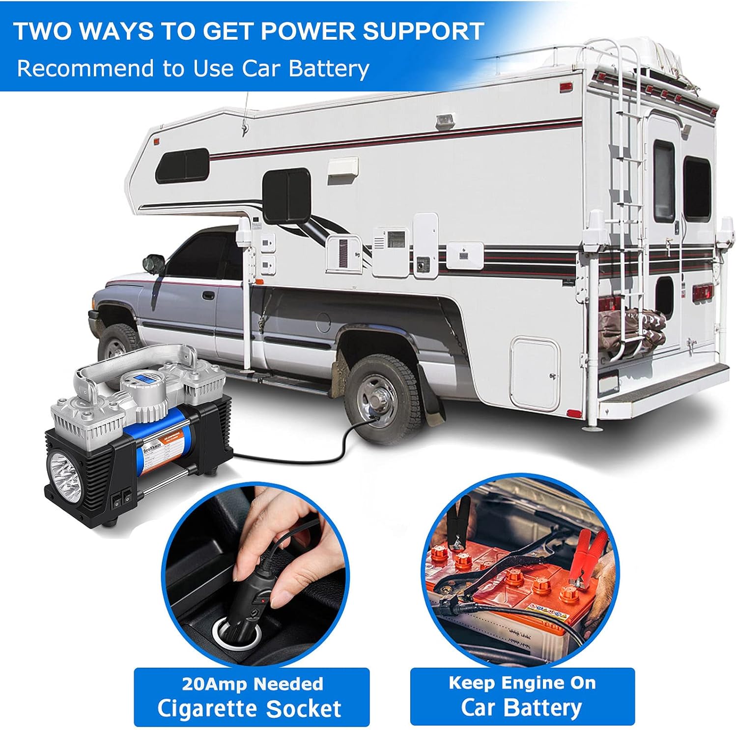 Pack of 2 Portable 12Volt 150PSI Tire Inflator Air Compressor with Digital Pressure Gauge I735
