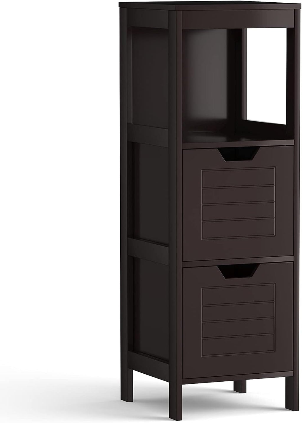White Wooden Bathroom Floor Cabinet with 2 Adjustable Drawers Y4569