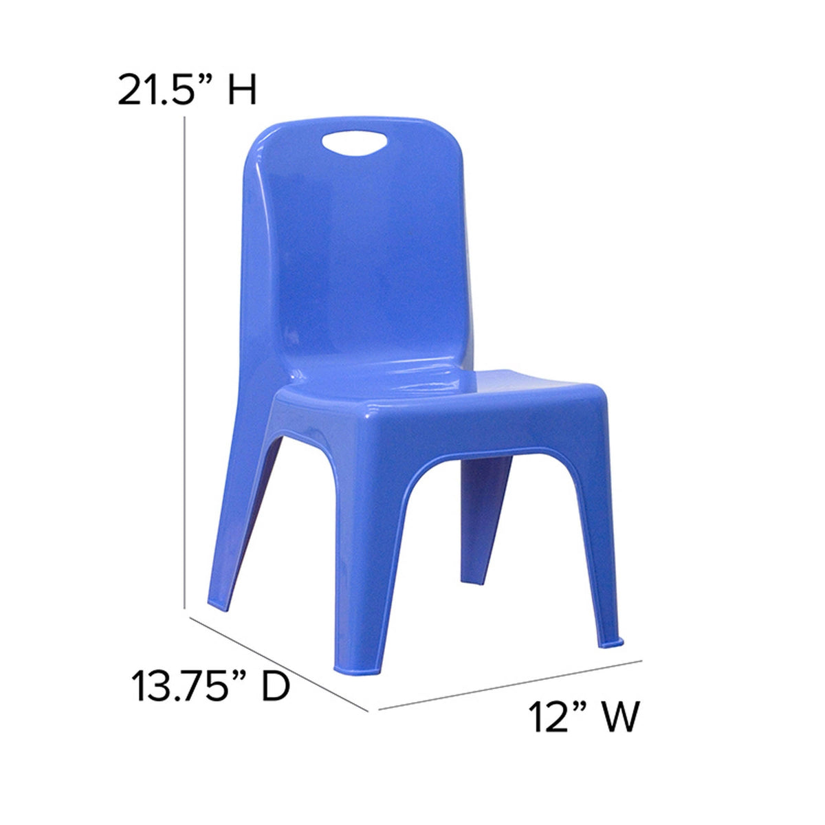 Blue Plastic Stackable School Chair with Carrying Handle, 2 Pack O5155