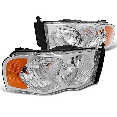 2002-2005 Dodge Ram 1500/2500/3500 Crystal Clear Replacement Headlights Pair M977