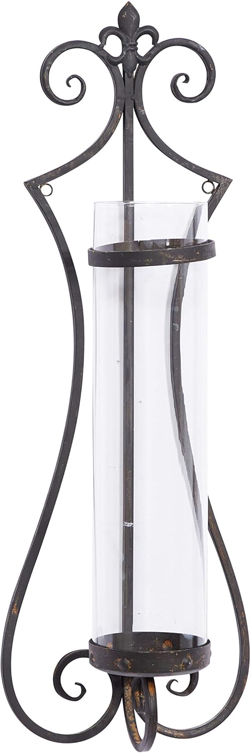Metal Glass Candle Sconce, 7 by 27-Inch D939748