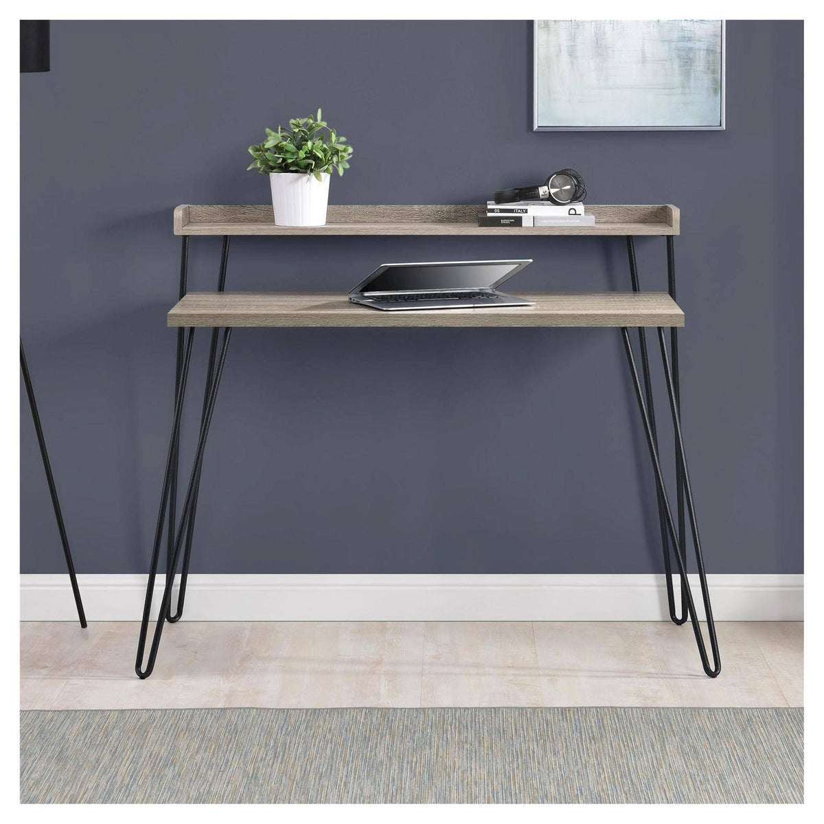 Retro Desk with Riser Sonoma Oak U9871