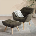 48" Small Upholstered Linen Loveseat Sofa with Wood Legs D56196