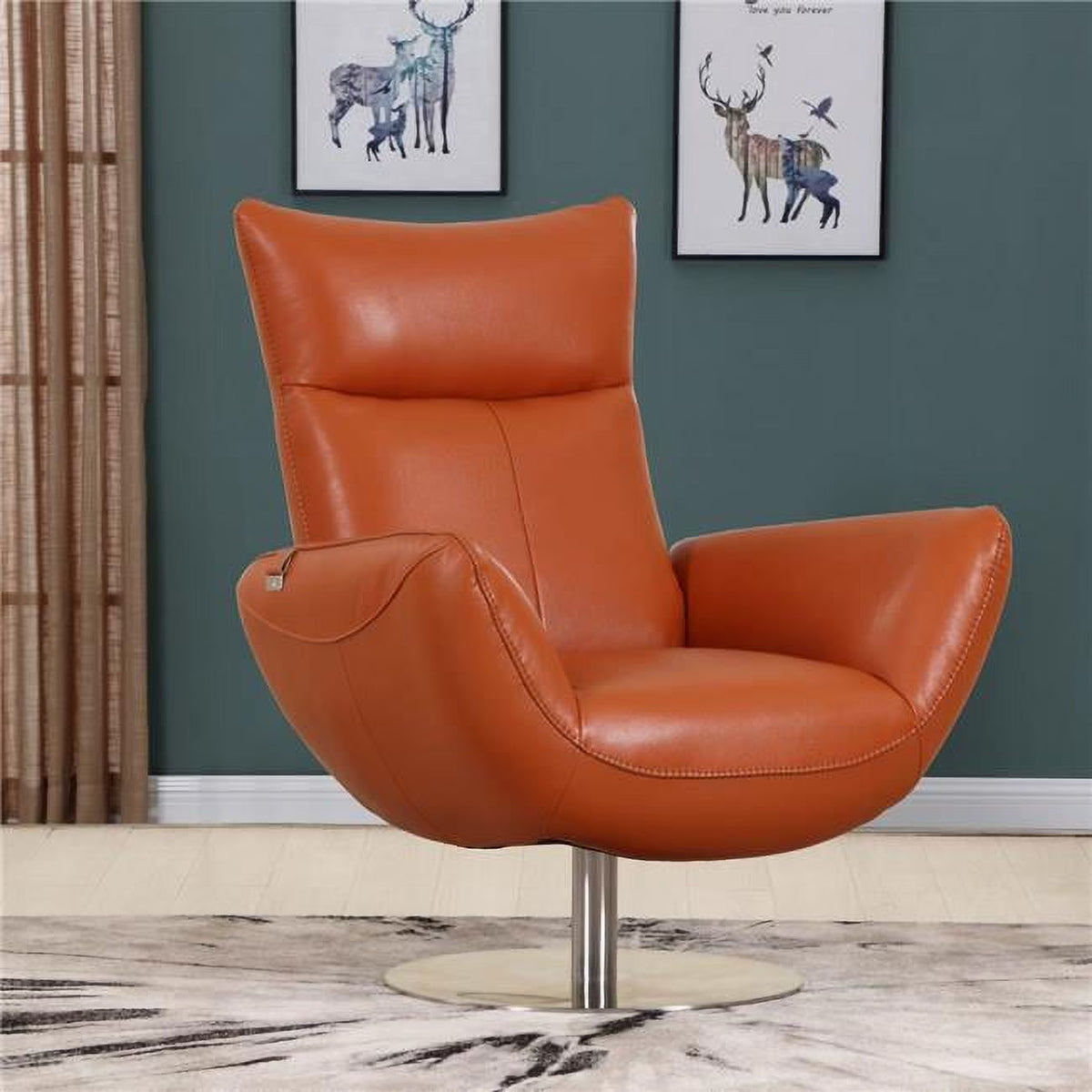 Orange Leather Lounge Chair G499