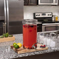 Gallon Beverage Dispenser With Lid, Hammered Glass, Stainless Steel Spigot Y91696
