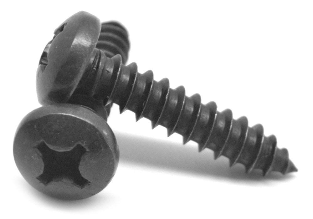 10-12 x 1 1/4 Sheet Metal Screw Phillips Pan Head Type A Low Carbon Steel Black Oxide Q371414