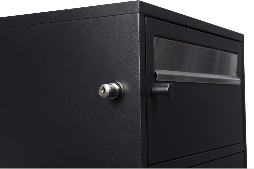 Black Steel Freestanding Parcel Drop Mail Box with Locking Letterbox Z561572