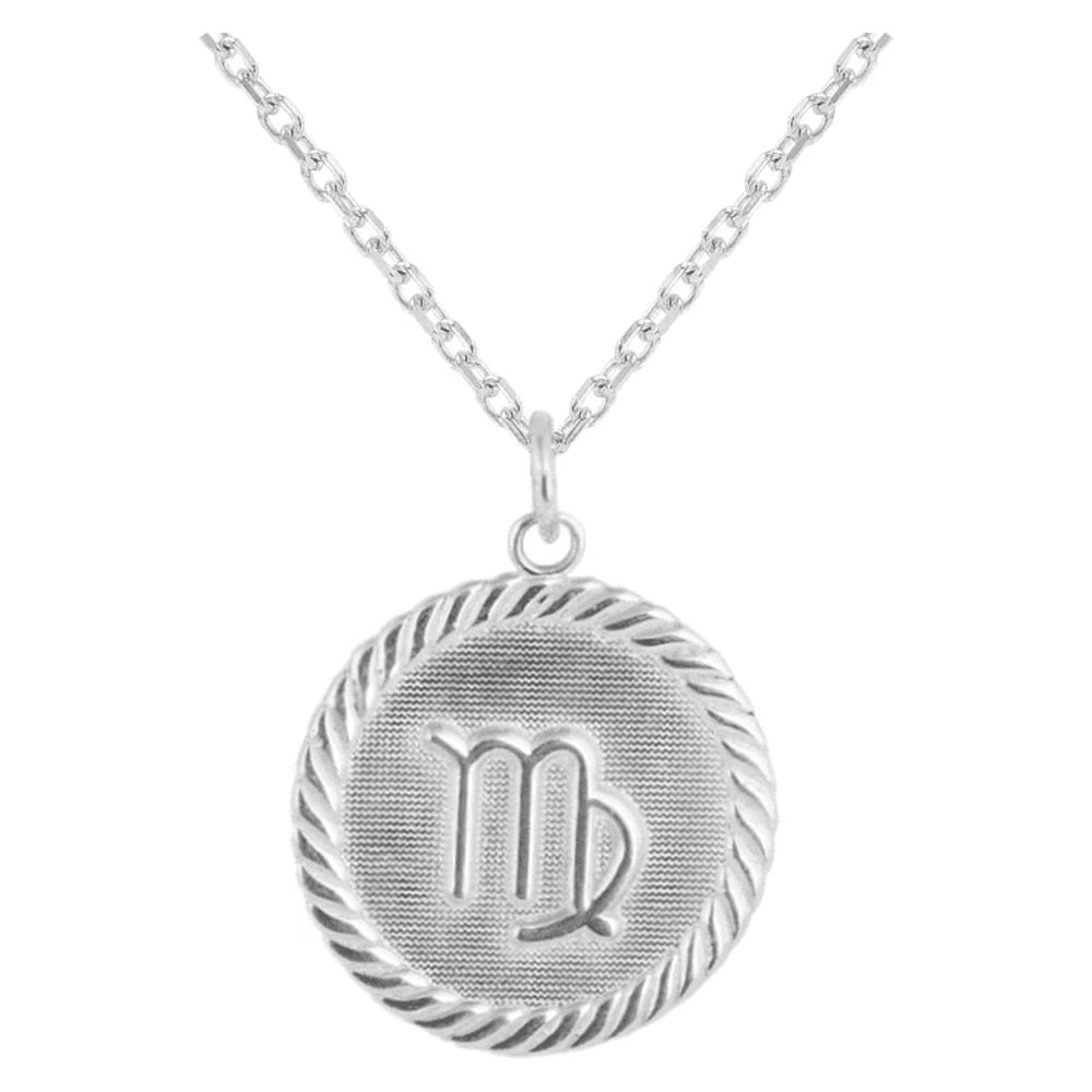 Sterling Silver Zodiac Sign Charm Coin Pendant Necklace, 18 Inches I376