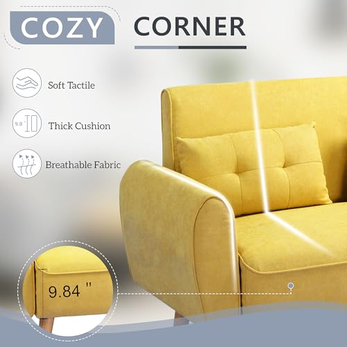 Dark Grey Linen Loveseat Sofa with 2 Pillows P744