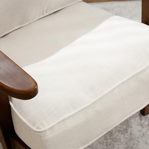 Beige Linen Fabric Accent Chair with Arm D24685