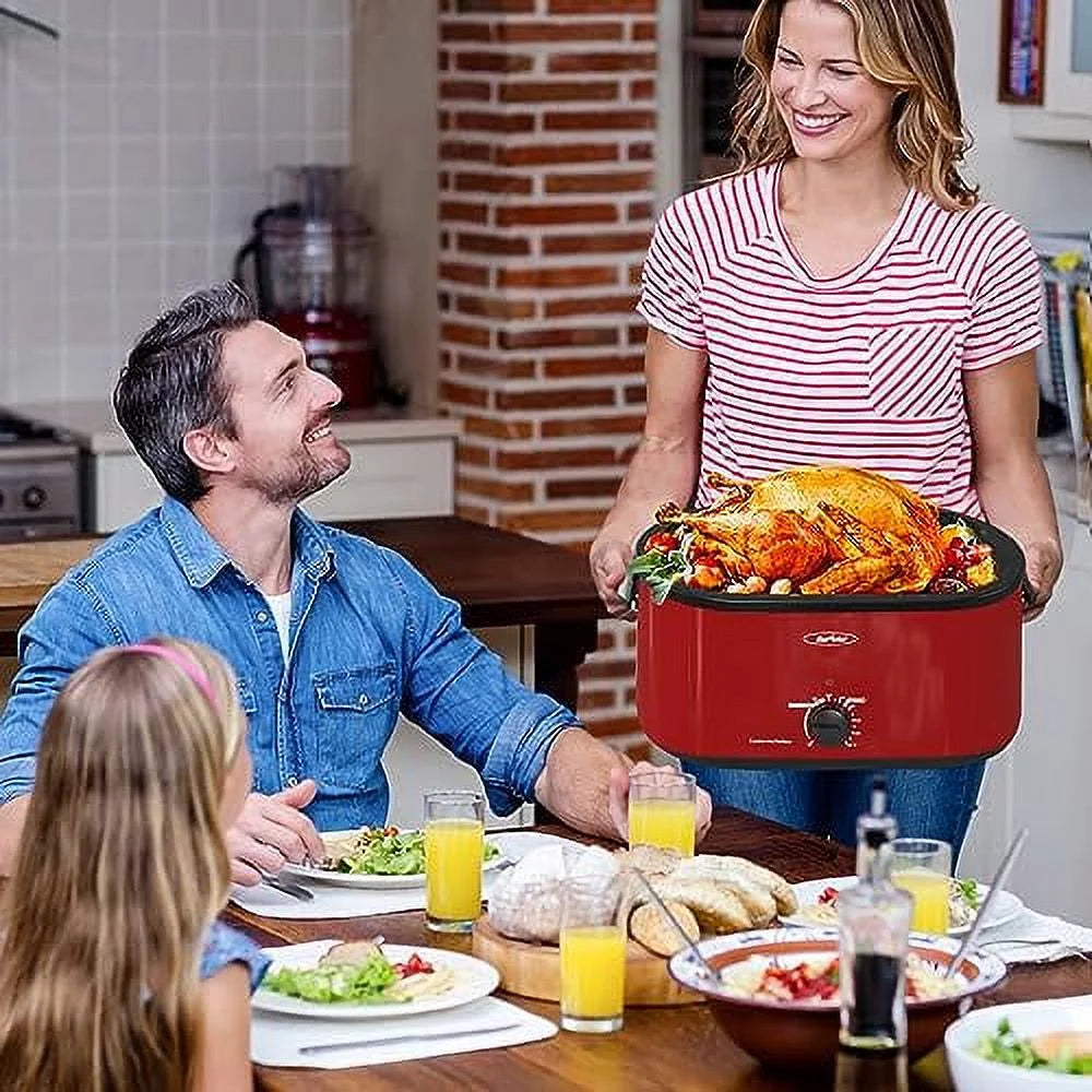 20 Quart Stainless Steel Red Electric Roaster Oven S240