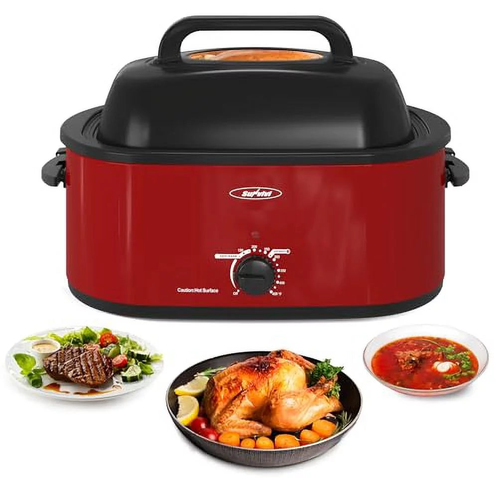20 Quart Stainless Steel Red Electric Roaster Oven S240