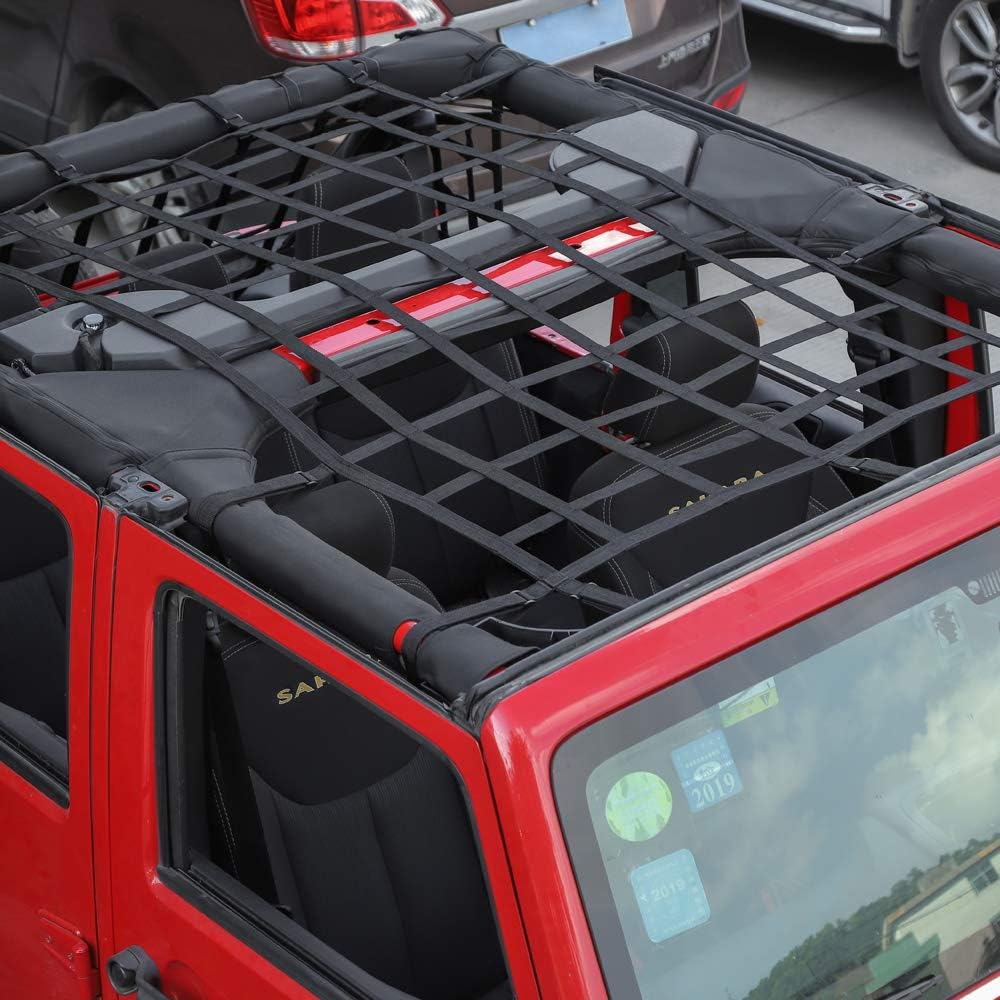Mesh Cargo Top Net for Jeep Wrangler JK JKU 4 Door Black D3477