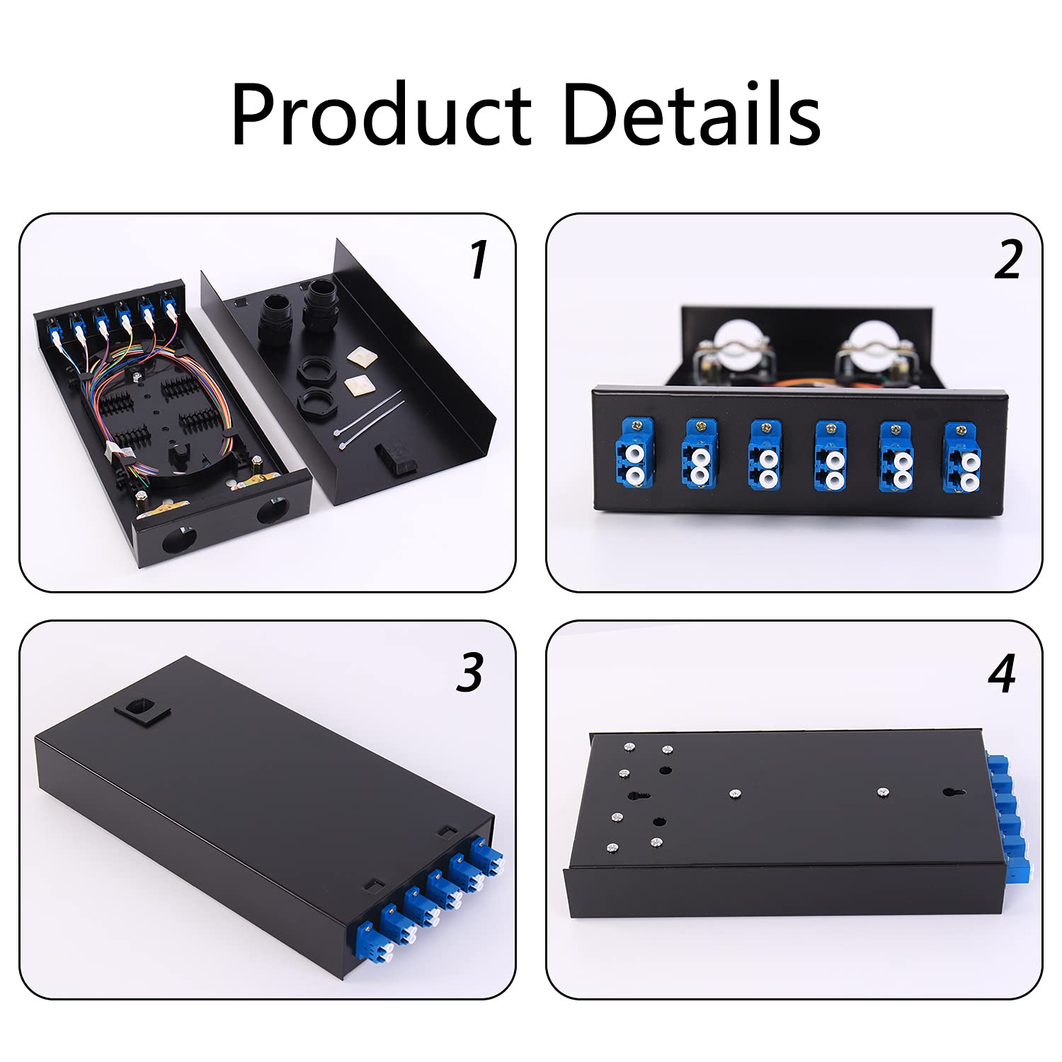 6 Port Duplex Box Cables Wall Mount Fiber Enclosure with Spool Singlemode LC-UPC Kit I9676