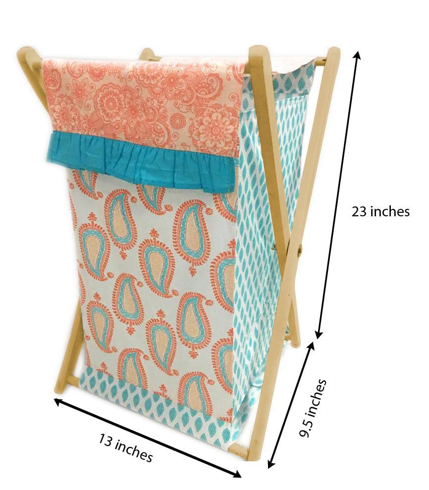 Paisley Kids Storage Laundary Hamper with Wooden Frame and Mesh Liner S67204