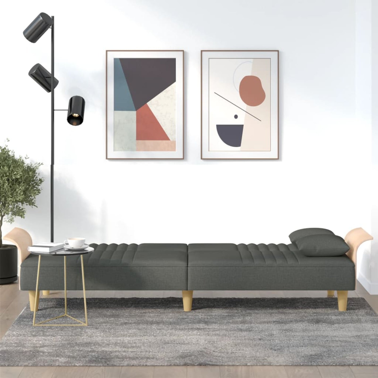 Dark Gray Fabric Sofa Bed with Armrests D246719
