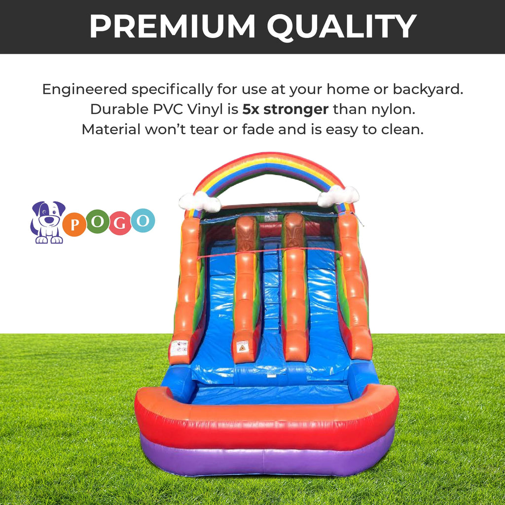 Rainbow Cloud Inflatable Double Water Slide with Blower, 13 Ft Z594024