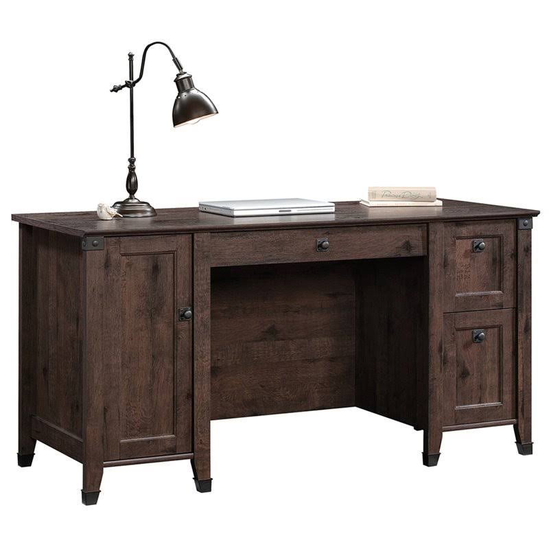 2 Piece Home Office Set with Computer Desk and File Cabinet in Coffee Oak Y7797