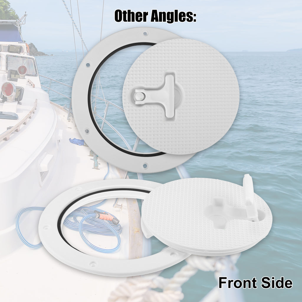 6" Boat Inspection Deck Plate Hatch White Nylon with T-handle Pre-drilled Holes M8733