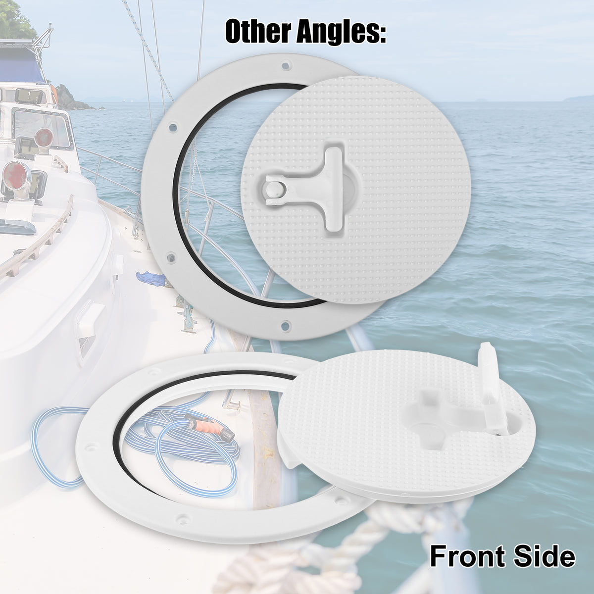 6" Boat Inspection Deck Plate Hatch White Nylon with T-handle Pre-drilled Holes M8733