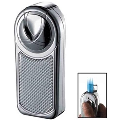 Chrome and White Carbon Fiber Table Lighter A61728