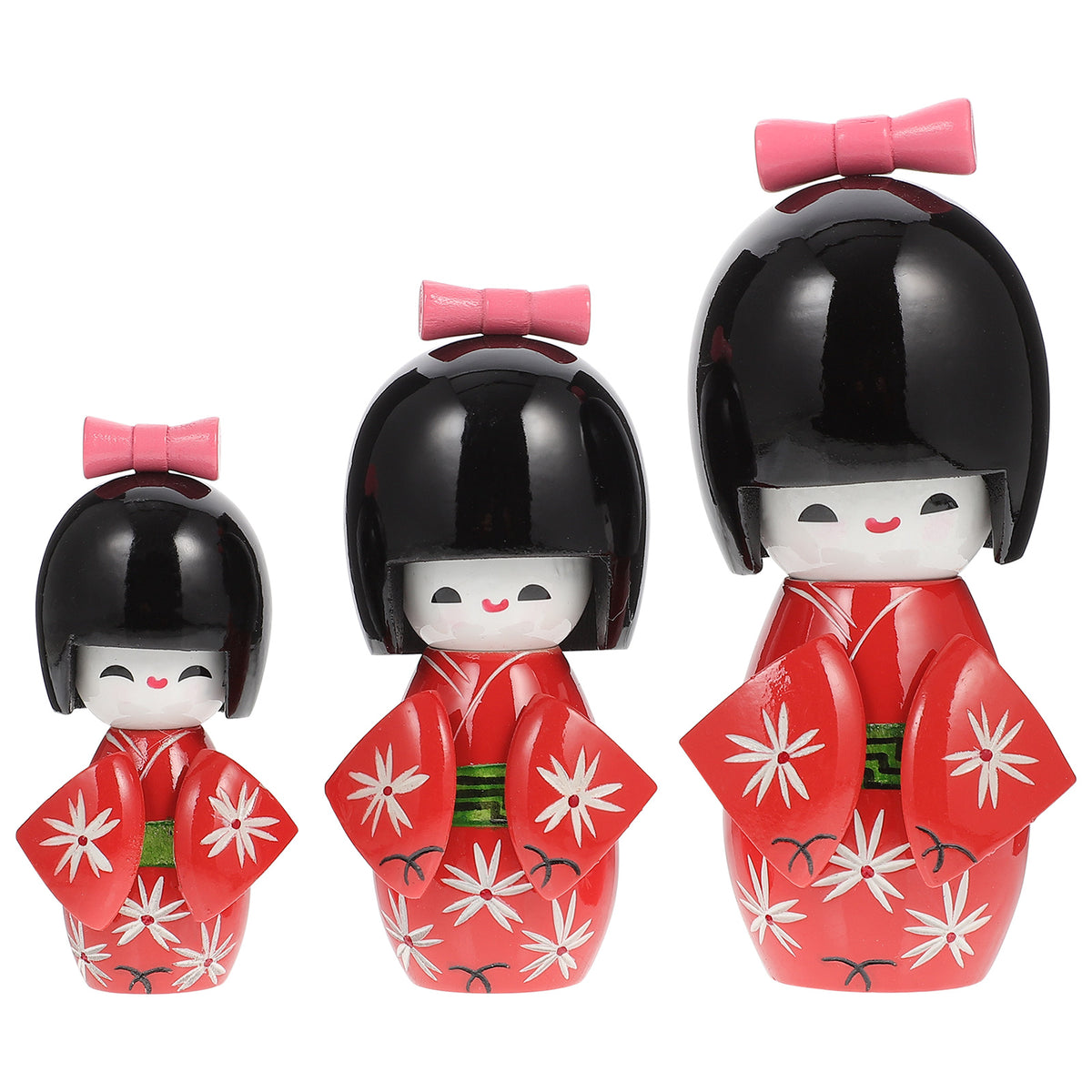 Antique Japanese Kimono Dolls Wooden Toys X5448