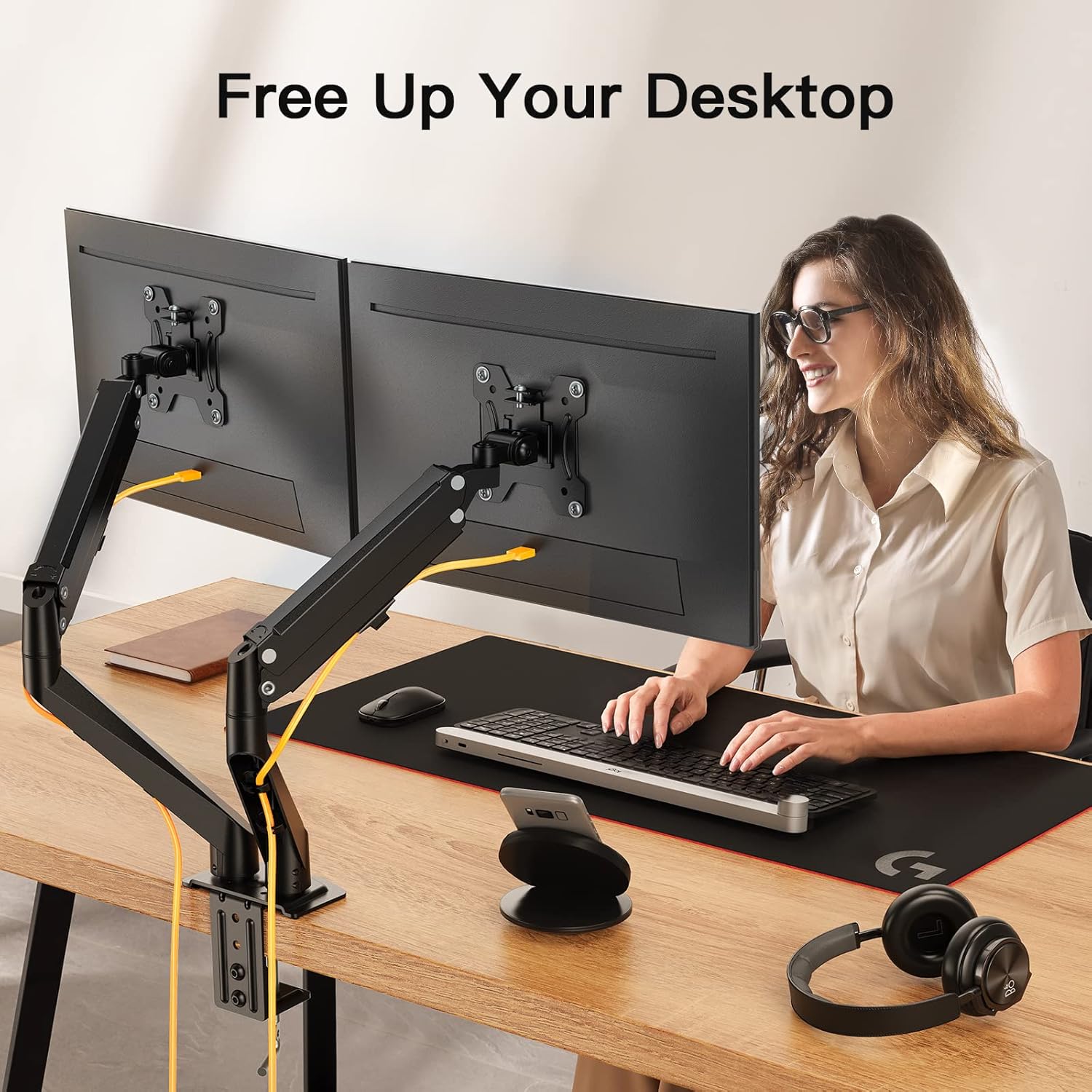 Dual Monitor Stand for 13-30 inch Screens up to 17.6lbs, VESA 75x75mm-100x100mm, Pack of 2 K601