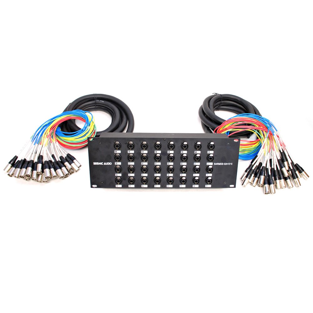 32 Channel XLR TRS Combo Splitter Snake Cable with two 15' XLR trunks A240