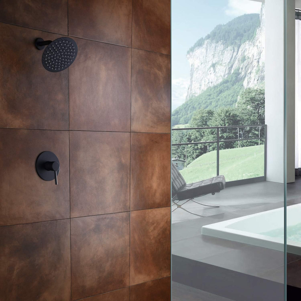 Brushed Brass 8 Inches Rain Shower Head Shower Faucet Set G6977