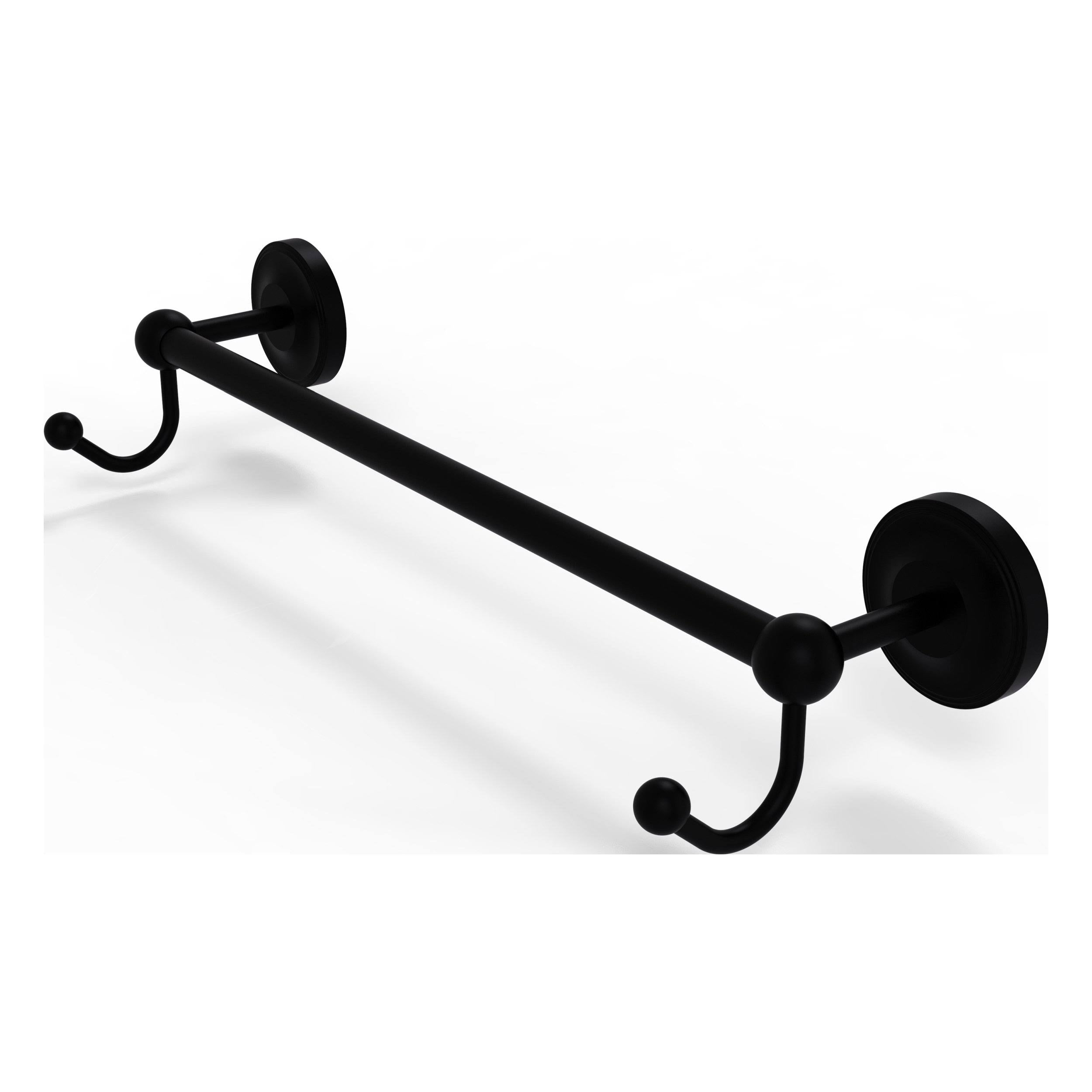 Matte Black 24 inch Towel Bar with Integrated Hooks V636