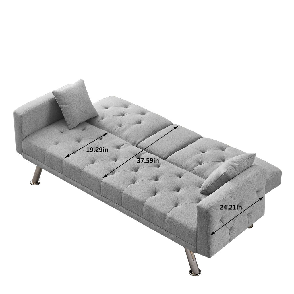 Grey Linen Convertible Sofa Bed D7099
