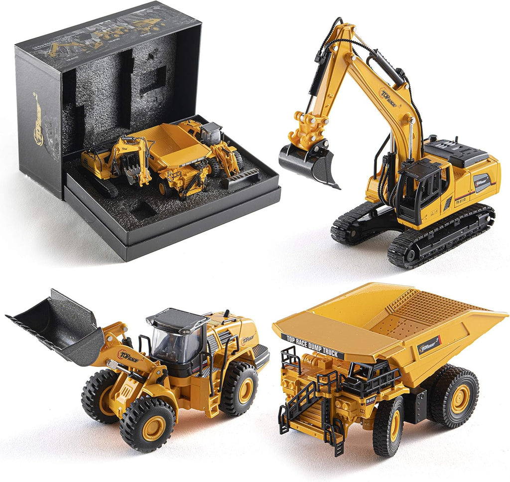 Metal Diecast Construction Toys Set of 3, Loader, Excavator, Dump Truck Models 1:60 Scale U675