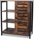 Rustic Brown Bathroom Storage Cabinet with 3 Open Shelves and Closed Compartments T1860