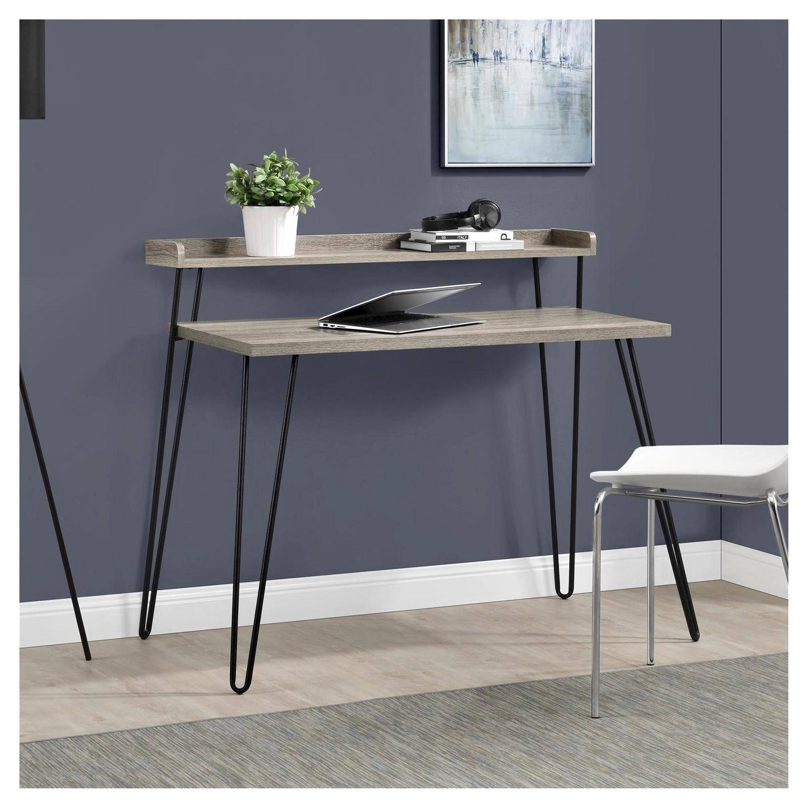 Retro Desk with Riser Sonoma Oak U9871
