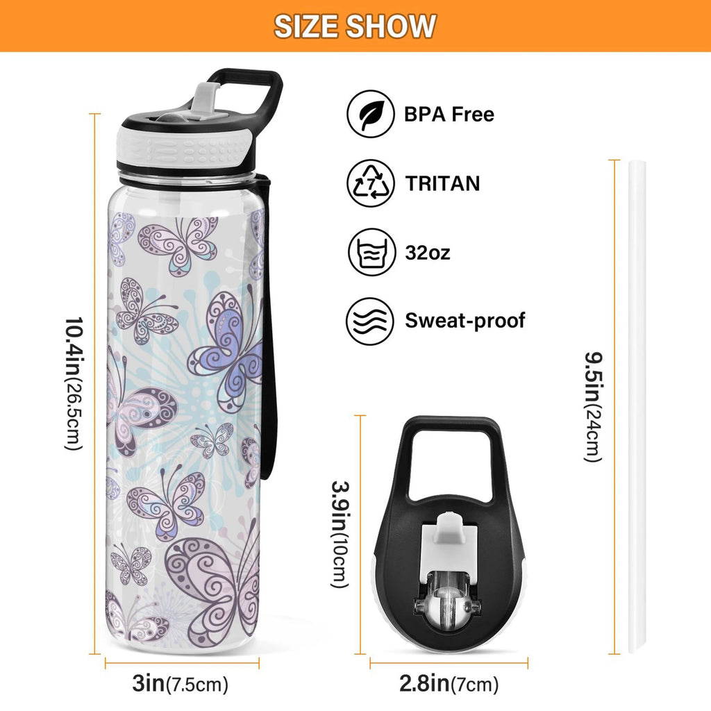 32oz Leakproof Tritan Sports Water Bottle with Straw E9871