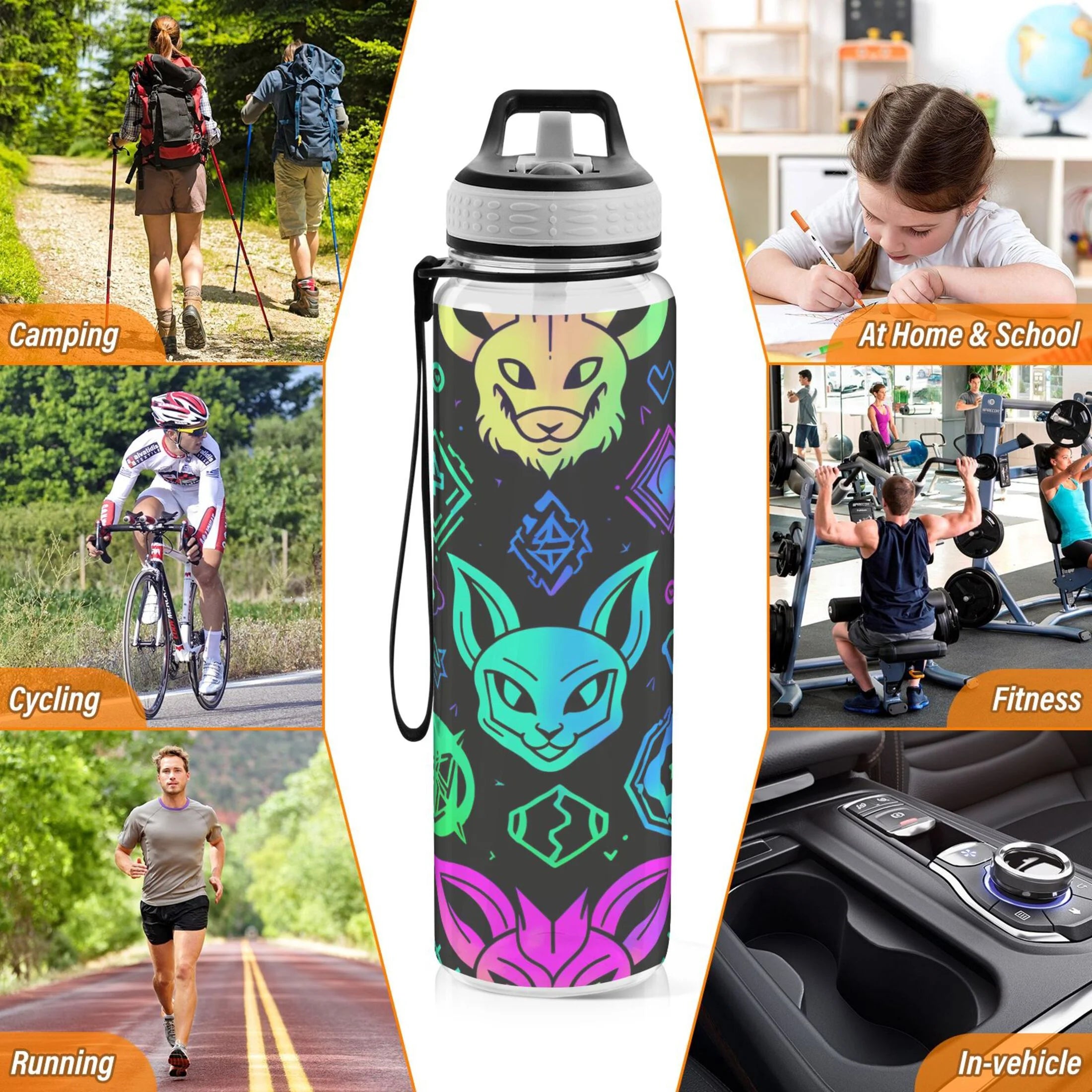 Purple 32oz Tritan Sports Water Bottle with Straw W635398