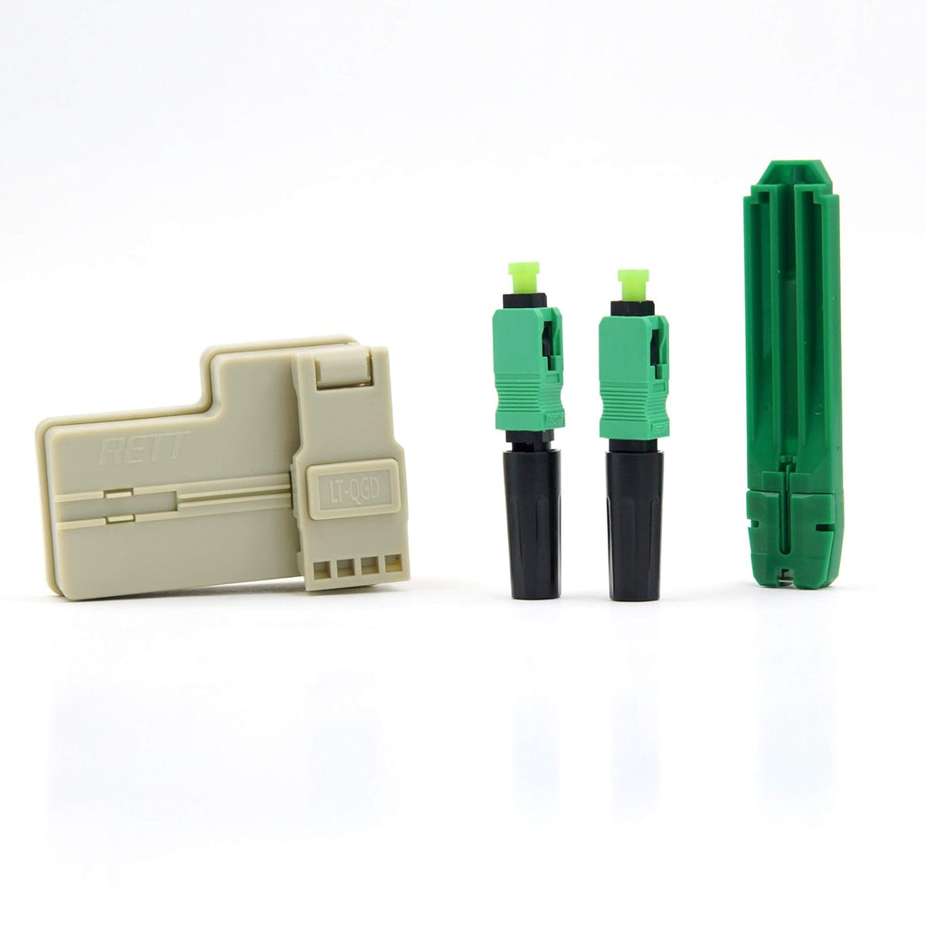 20pcs SC APC Fiber Optic Quick Connector with Matched Tools Fiber Reusable Connectors Single Mode SM 9/125 Mechanical Fast Connectors Adapter Pack of 2 K766647