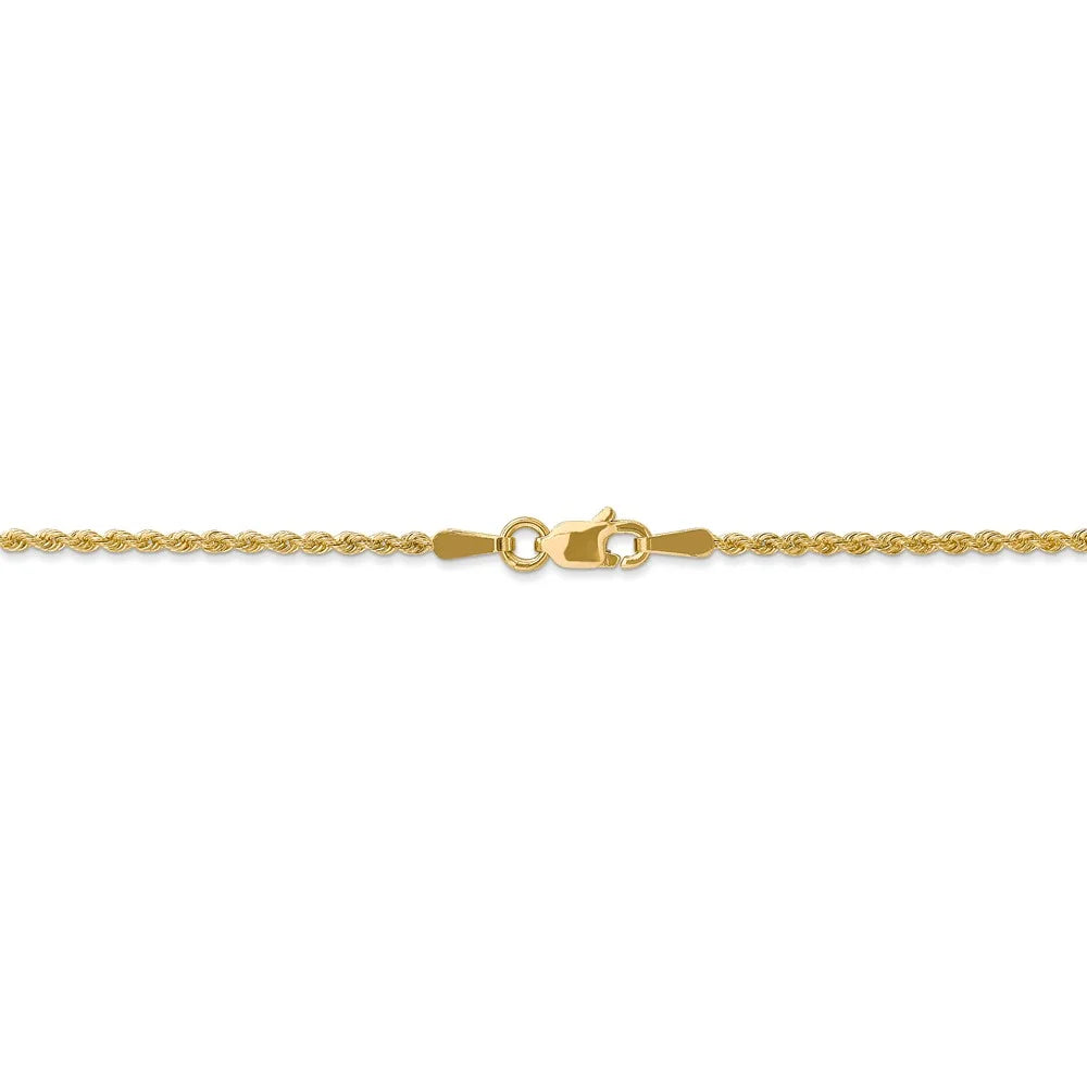 14kt Yellow Gold 1.6mm Solid Rope Chain 22 inch Lobster Clasp O47960