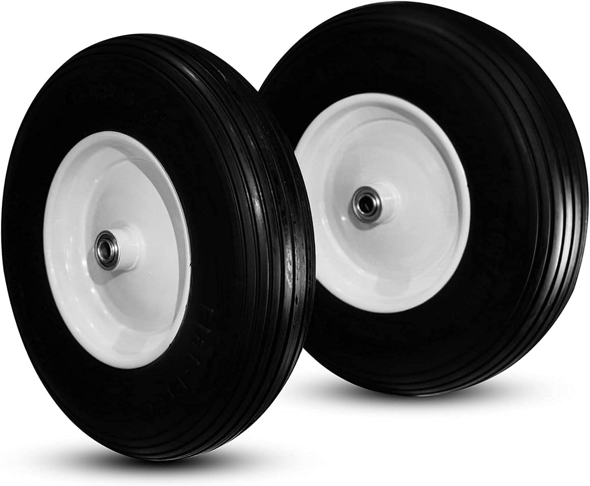 Ribbed 4.80/4.00-8 Solid Flat-Free Wheelbarrow Cart Wheel Y888510