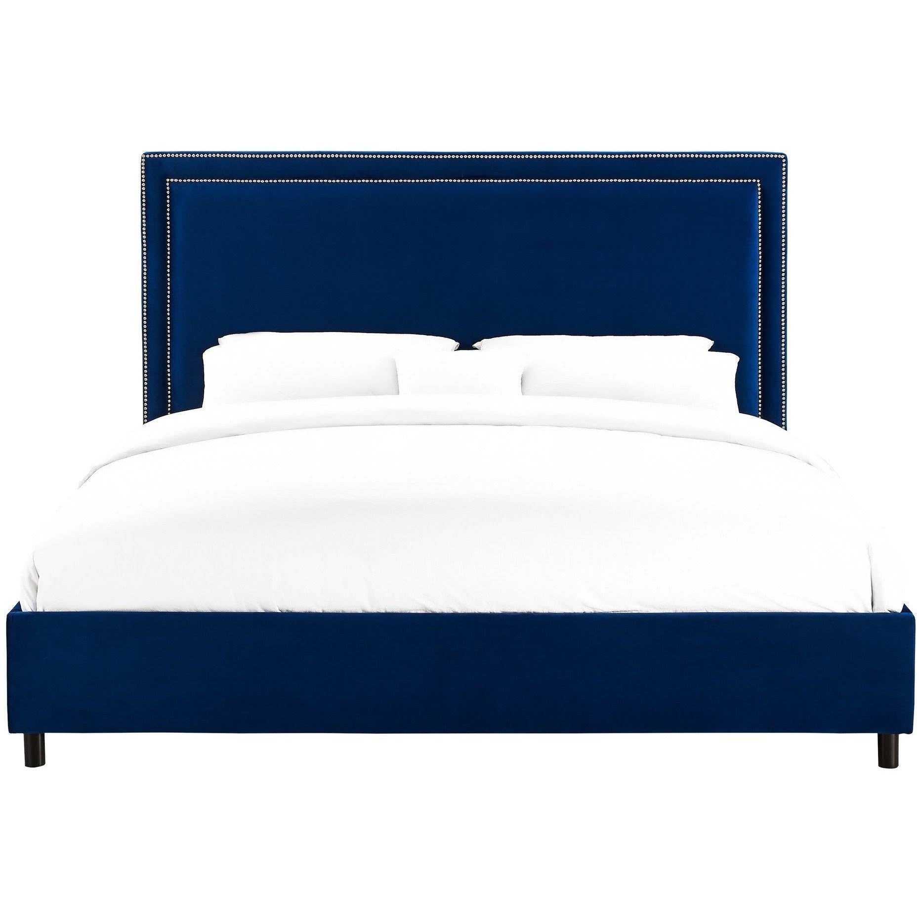 Navy Velvet Queen Bed Z721