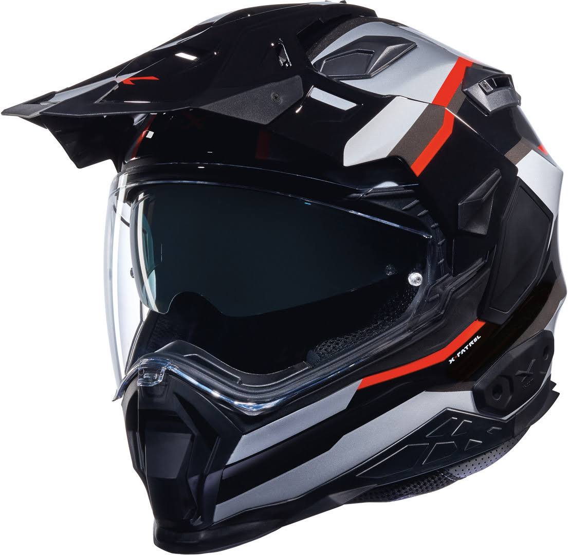 Black/Silver/Red Enduro Helmet Y943